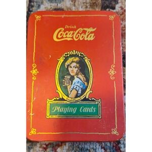 Vintage Coca-Cola Playing Cards Tin Set Miss Marion Davies 1 Decks Oval & Rect